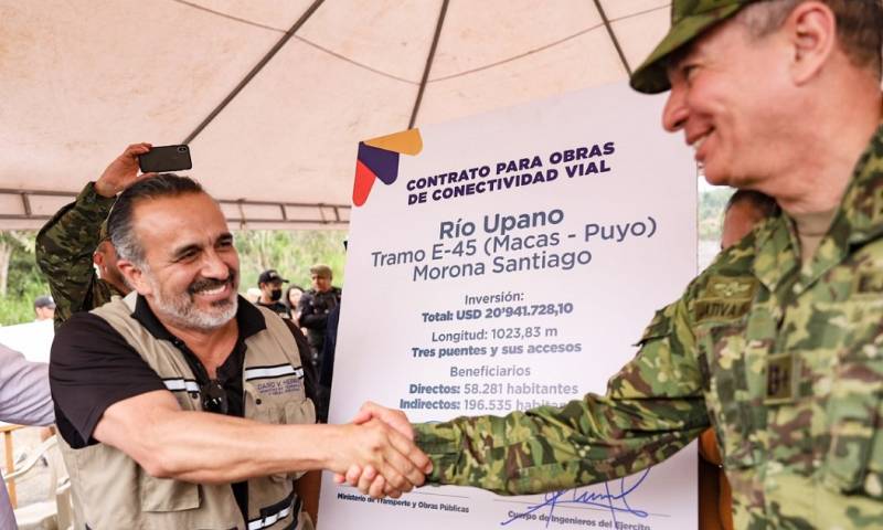 La zona donde se emplazarán estos 3 puentes es de alta complejidad por la actividad del volcán Sangay / Foto: MTOP