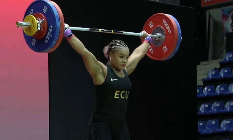 La pesista de Pastaza ganó esta vez en la categoría de 81 kilogramos. Mejoró su propia / Foto: cortesía Ministerio del Deporte