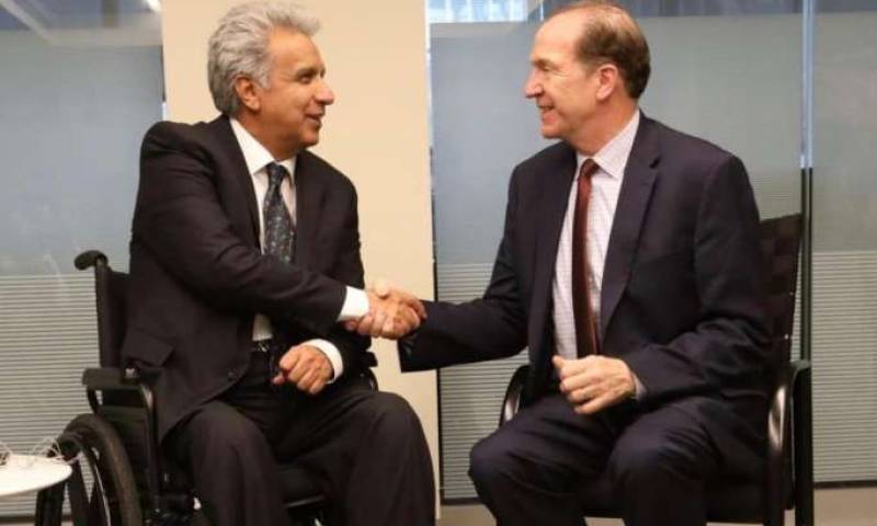 Cita. El presidente Moreno junto a David R. Malpass. Foto: La Hora