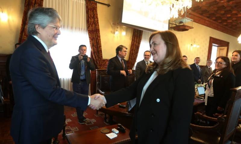 Guillermo Lasso se reunió este martes en con la directora del comité, Nathalia Gherman / Foto: cortesía Presidencia 