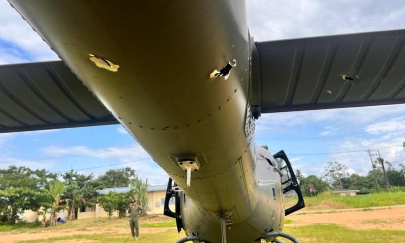 El ataque al helicóptero fue reportado el mismo jueves por el Comando Conjunto de las Fuerzas Armadas / Foto: cortesía Ejército