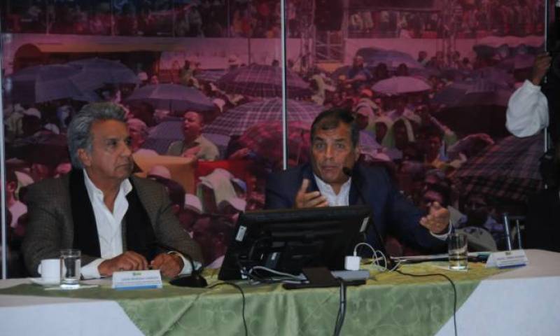 Lenín Moreno y Rafael Correa, en la reunión de AP que se realizó el pasado viernes.  Foto: El Universo
