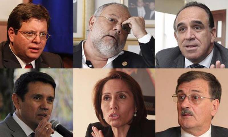 Alecksey Mosquera, Carlos Pareja Yannuzzelli, Ramiro González, Walter Solís, María de los Ángeles Duarte y Wilson Pástor fueron parte del Régimen de Rafael Correa. Foto: El Comercio