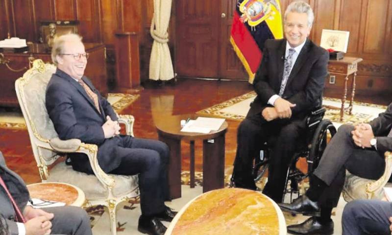 En marzo el presidente Moreno se reunió en Quito con Axel Van Trotsenburg (izq. centro) viceperesidente del Banco Mundial para América Latina y el Caribe. Foto: El Tiempo
