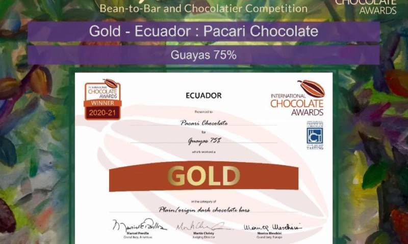 International Chocolate Awards entrega varios premios a Pacari / Foto: Cortesía de Pacari