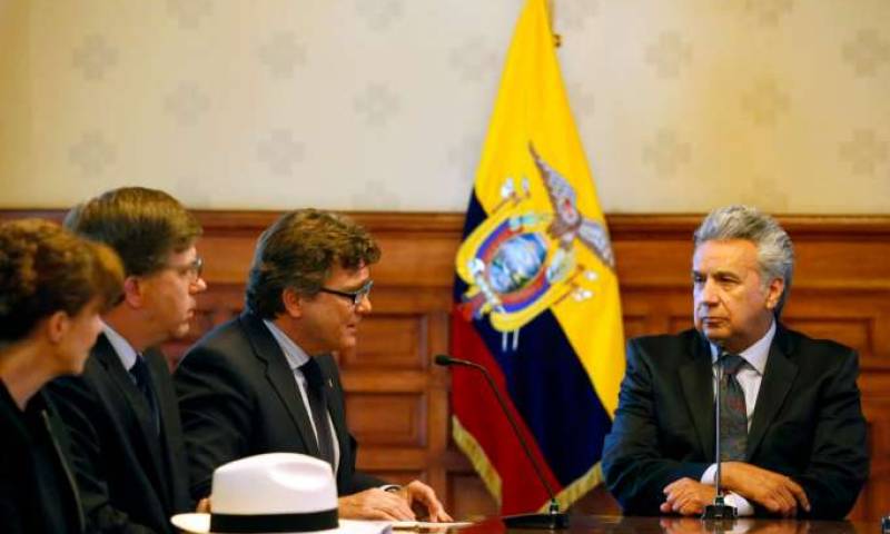 Embajadores de varios, entre ellos EE.UU. se reunieron con el presidente Moreno tras el asesinato a periodistas. Foto: La Hora