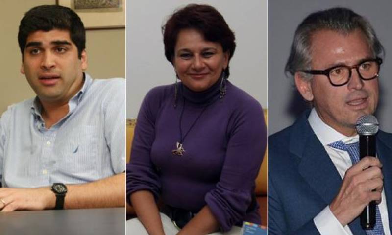 De izquierda a derecha: Otto Sonnenholzner, Nancy Vasco Maldonado y Agustín Albán integran la terna del Ejecutivo para designar al nuevo vicepresidente. Fotos: El Comercio